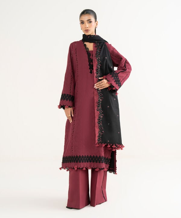Sapphire | Fall Winter 25 | 3 Piece - Embroidered Cotton Jacquard Suit 0U3PEJQ25V82
