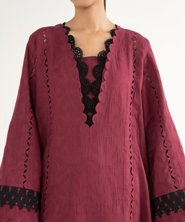 Sapphire | Fall Winter 25 | 3 Piece - Embroidered Cotton Jacquard Suit 0U3PEJQ25V82