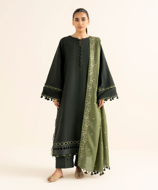 Sapphire | Fall Winter 25 | 3 Piece - Embroidered Cotton Jacquard Suit 0U3PEJQ25V83