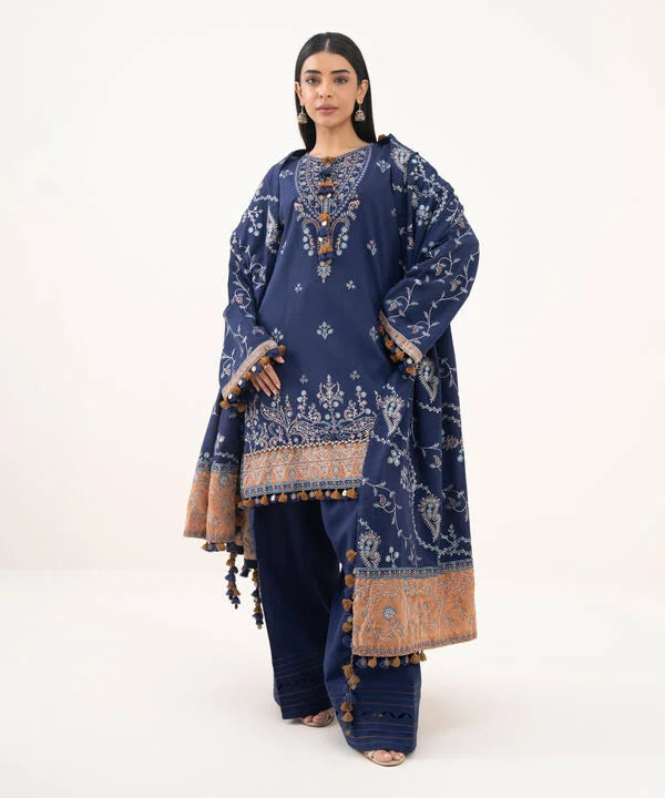 Sapphire | Fall Winter 25 | 3 Piece - Embroidered Cotton Karandi Suit 0U3PESD25V82