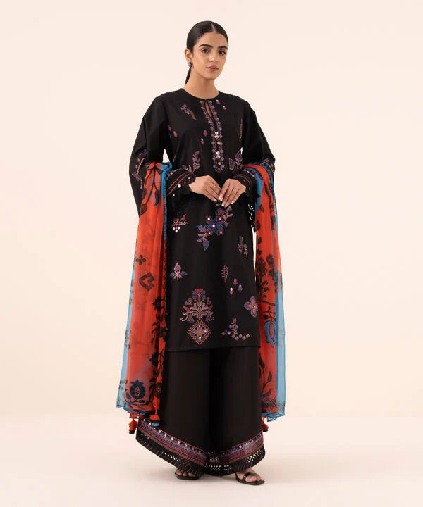 Sapphire | Fall Winter 25 | 3 Piece - Embroidered Cotton Suit 0U3PESG25V66