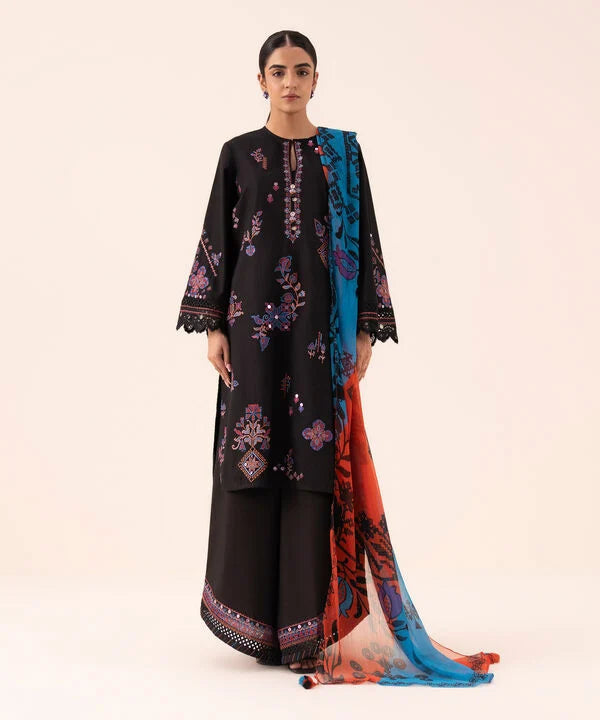Sapphire | Fall Winter 25 | 3 Piece - Embroidered Cotton Suit 0U3PESG25V66