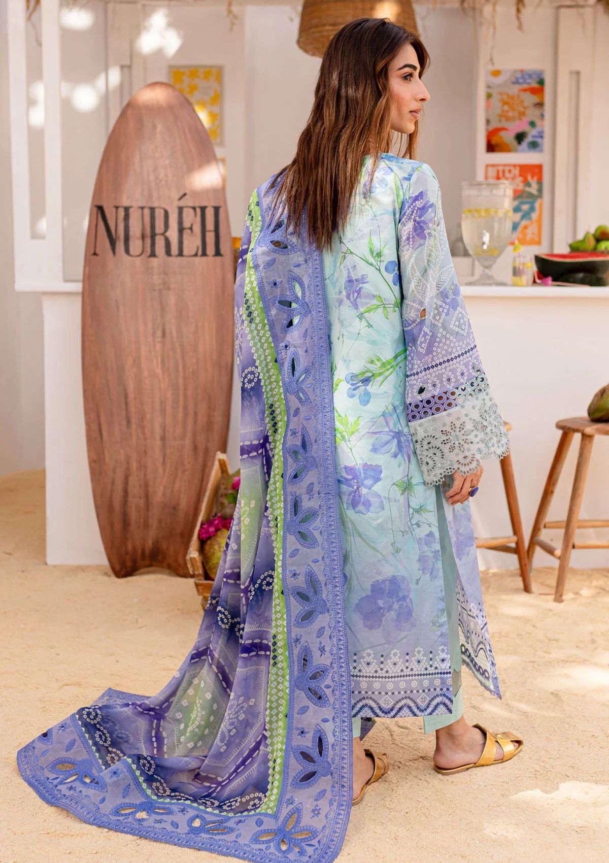 Lawn Collection - Nureh - Gardenia - Embroidered 24 - NS#130 - Official Nureh - Agha Fabrics UK
