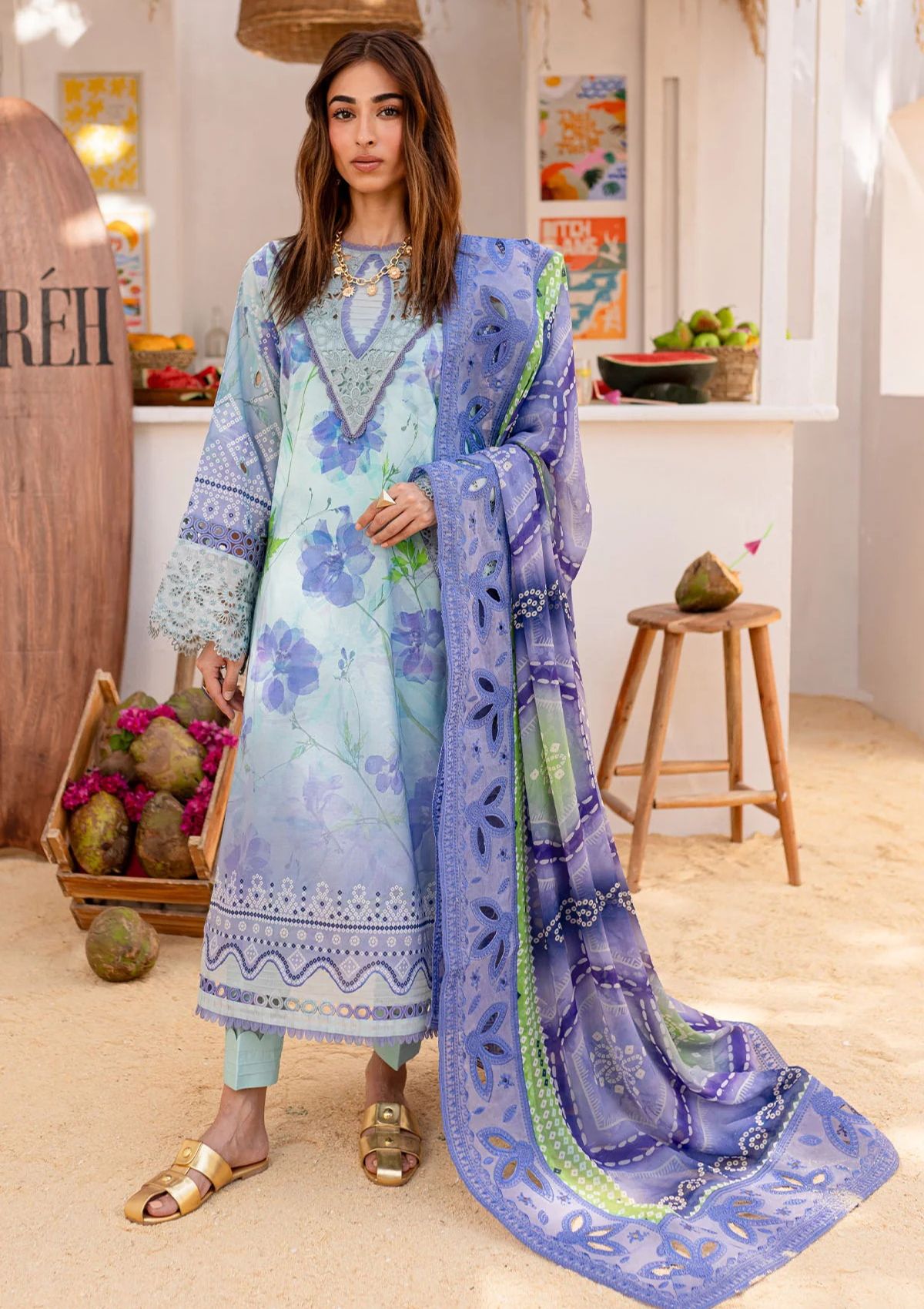 Lawn Collection - Nureh - Gardenia - Embroidered 24 - NS#130 - Official Nureh - Agha Fabrics UK