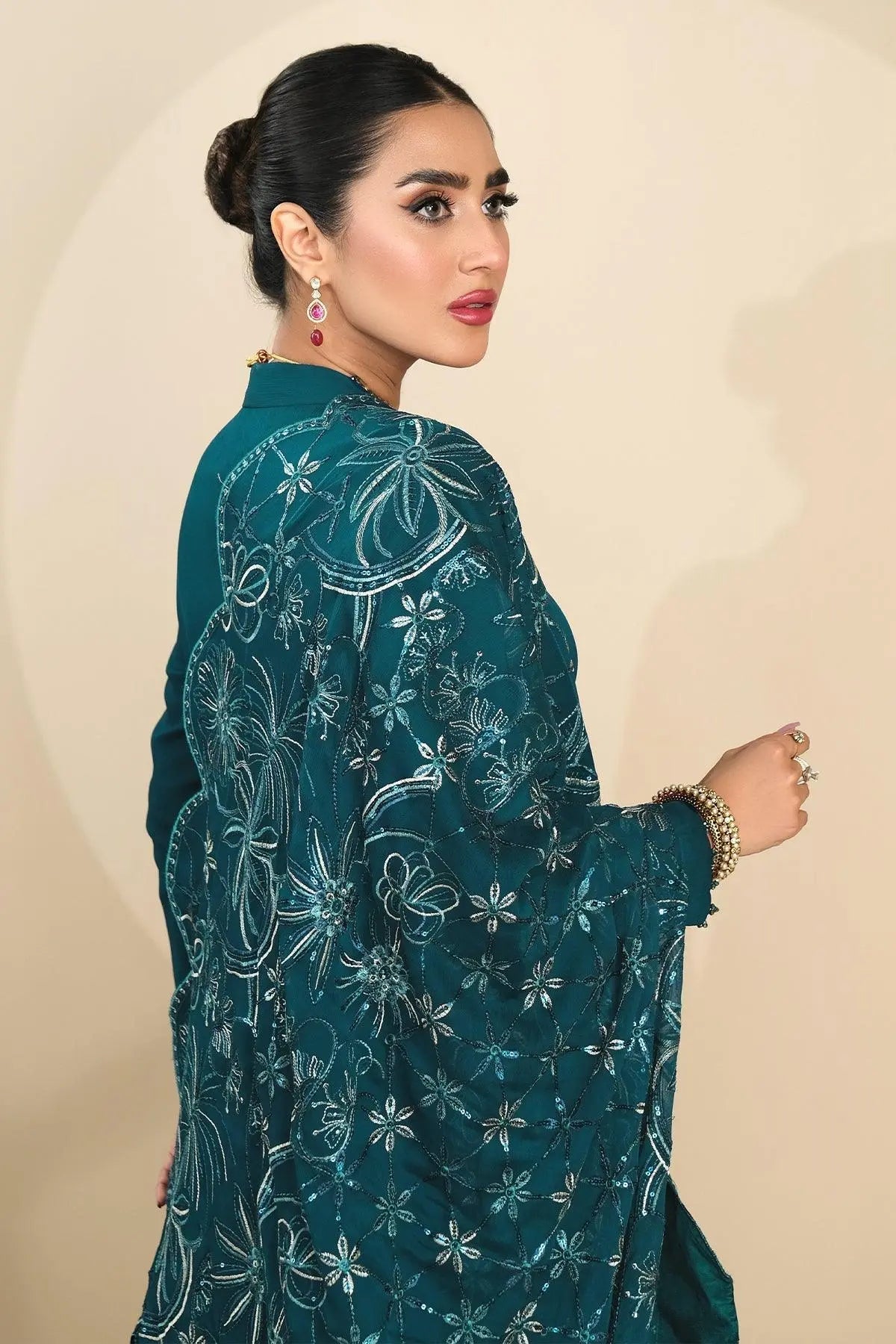 Alizeh | Ready to wear | Sea Green Pepplum 3 piece - RTW1015