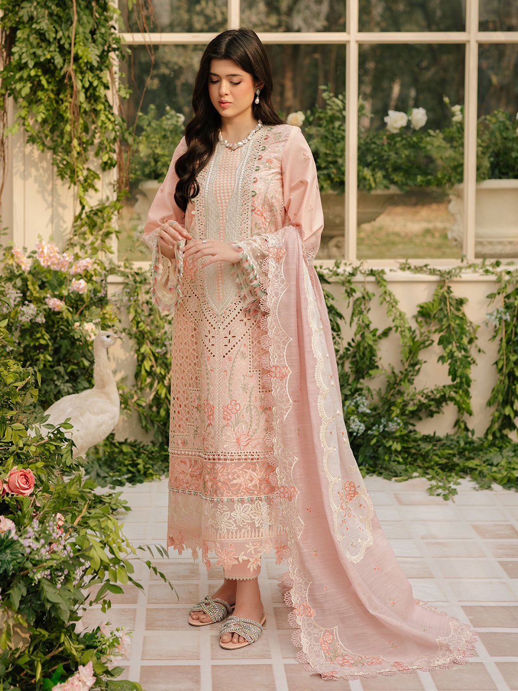 Bin Ilyas | Freesia Embroidered Lawn 25 | 101 - A - Official Bin Ilyas - Agha Fabrics UK