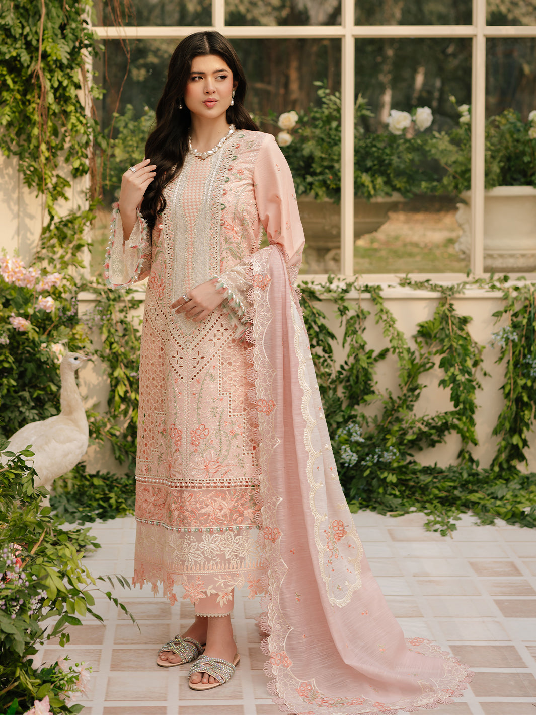 Bin Ilyas | Freesia Embroidered Lawn 25 | 101 - A - Official Bin Ilyas - Agha Fabrics UK