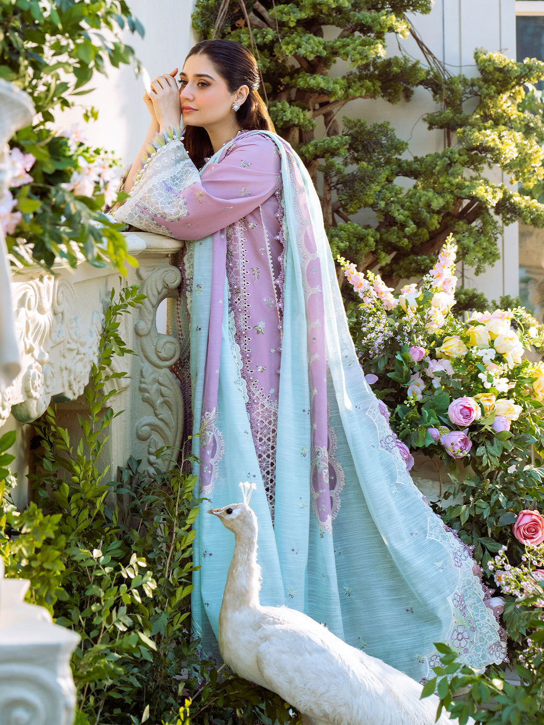 Bin Ilyas | Freesia Embroidered Lawn 25 | 101 - B - Official Bin Ilyas - Agha Fabrics UK