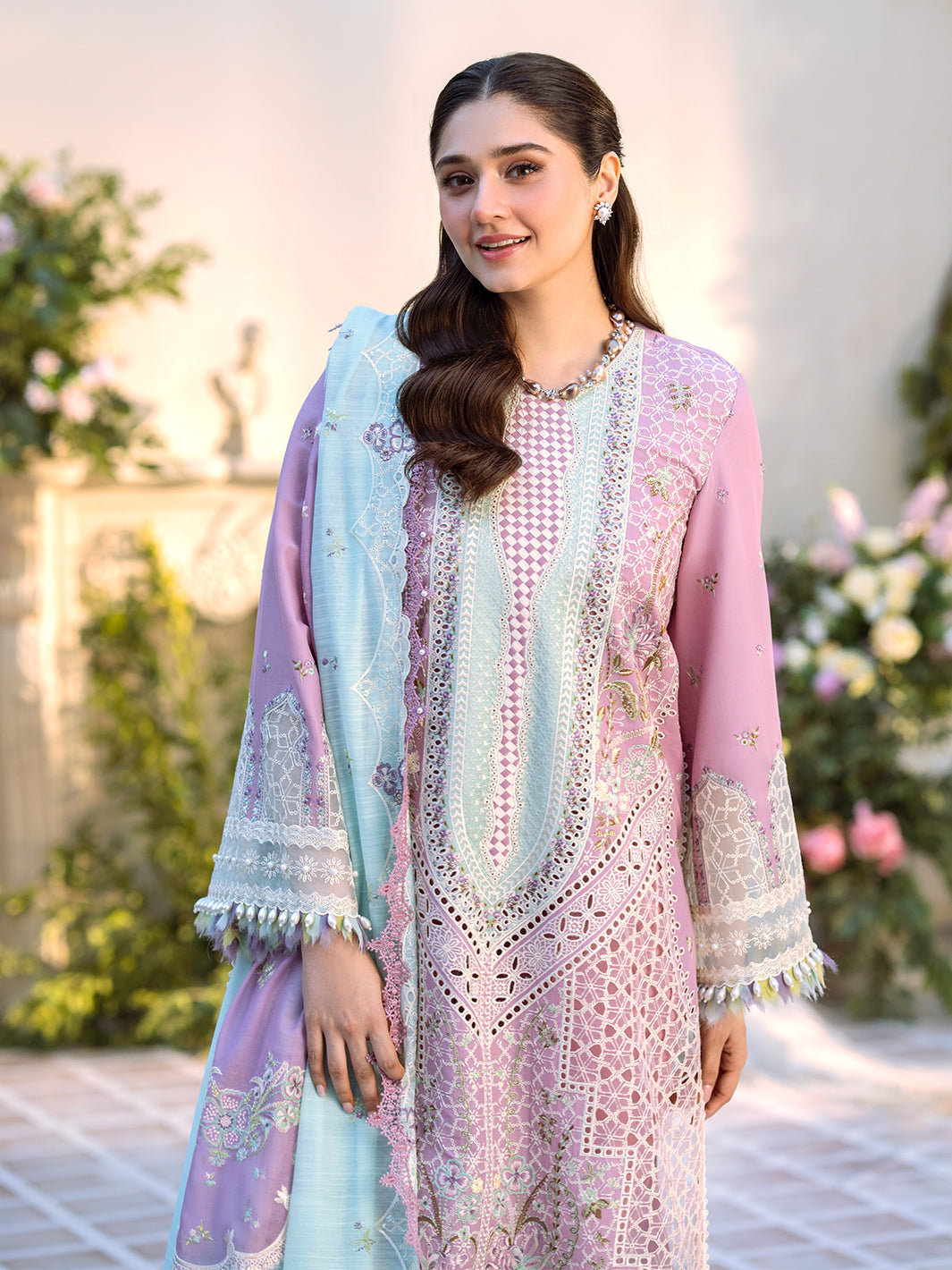 Bin Ilyas | Freesia Embroidered Lawn 25 | 101 - B - Official Bin Ilyas - Agha Fabrics UK