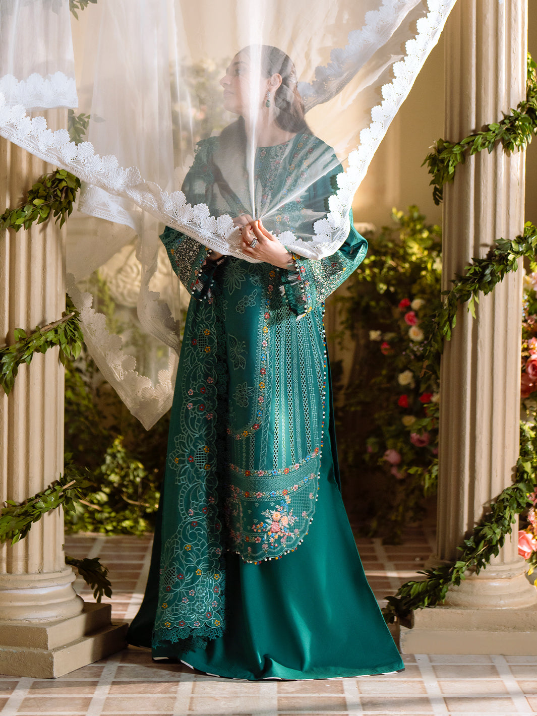 Bin Ilyas | Freesia Embroidered Lawn 25 | 102 - A - Official Bin Ilyas - Agha Fabrics UK