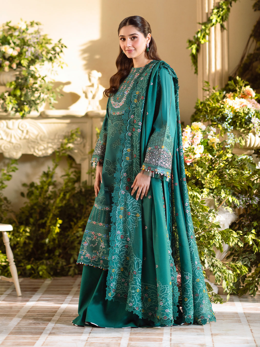 Bin Ilyas | Freesia Embroidered Lawn 25 | 102 - A - Official Bin Ilyas - Agha Fabrics UK