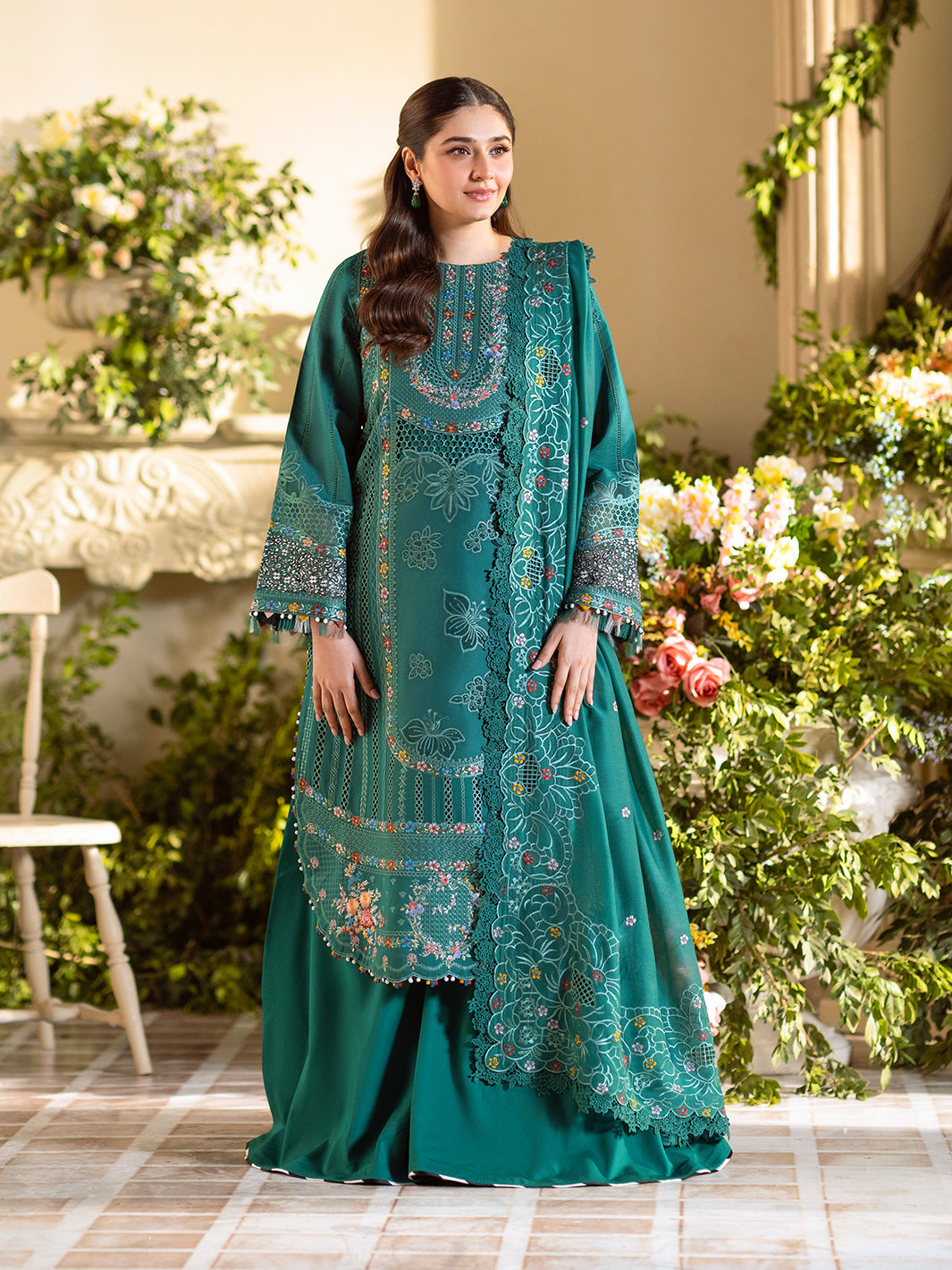 Bin Ilyas | Freesia Embroidered Lawn 25 | 102 - A - Official Bin Ilyas - Agha Fabrics UK