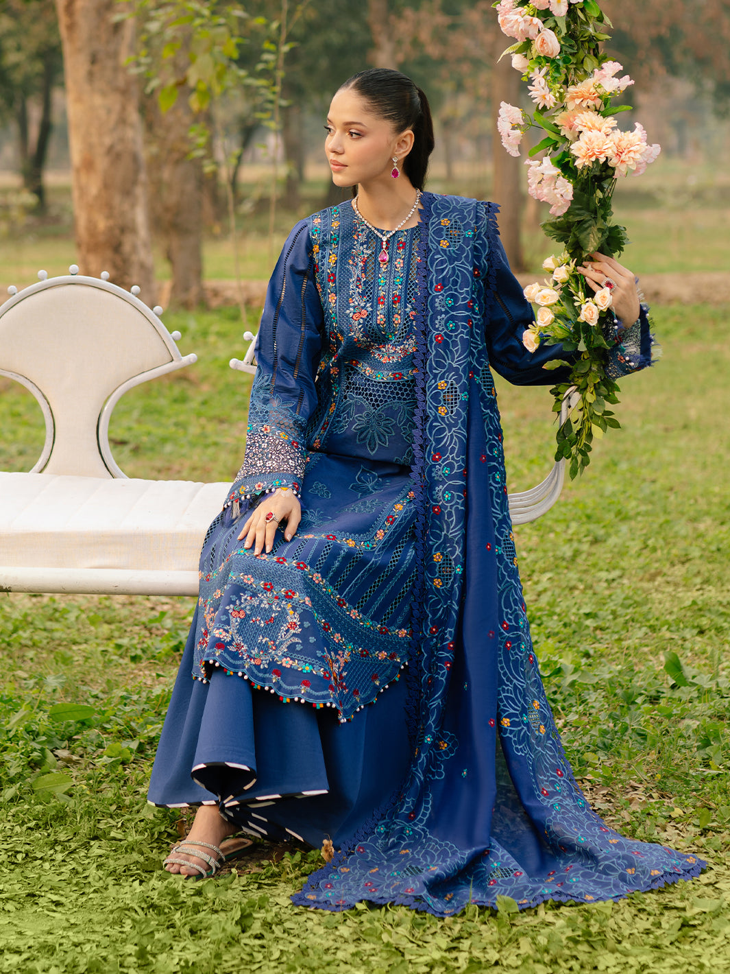 Bin Ilyas | Freesia Embroidered Lawn 25 | 102 - B - Official Bin Ilyas - Agha Fabrics UK