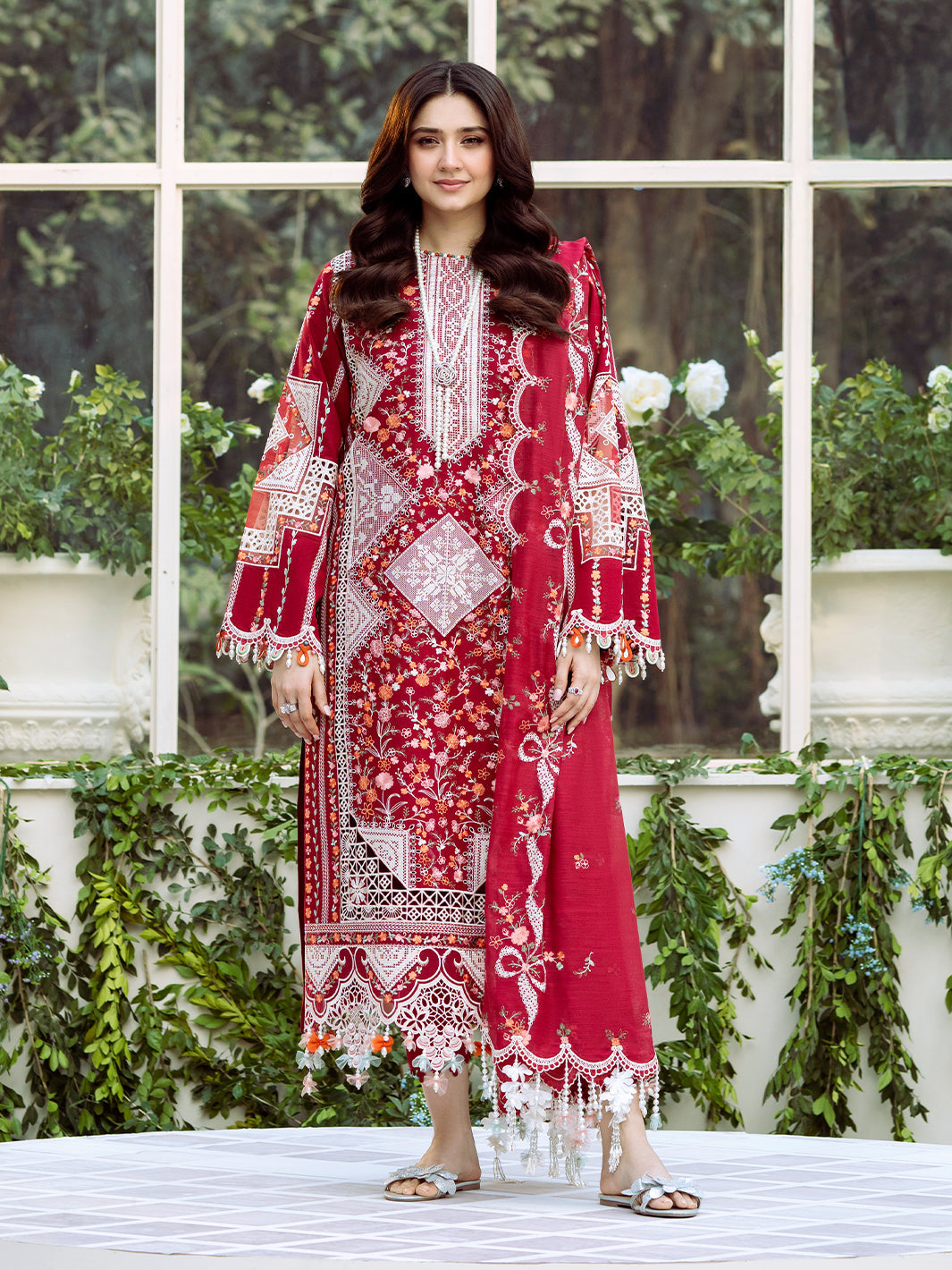 Bin Ilyas | Freesia Embroidered Lawn 25 | 103 - A - Official Bin Ilyas - Agha Fabrics UK