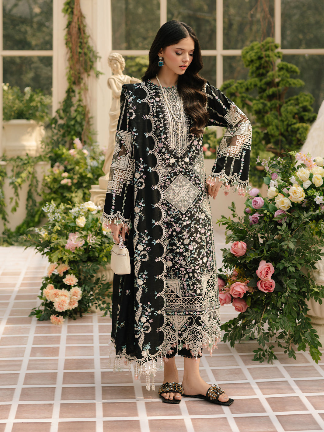 Bin Ilyas | Freesia Embroidered Lawn 25 | 103 - B - Official Bin Ilyas - Agha Fabrics UK