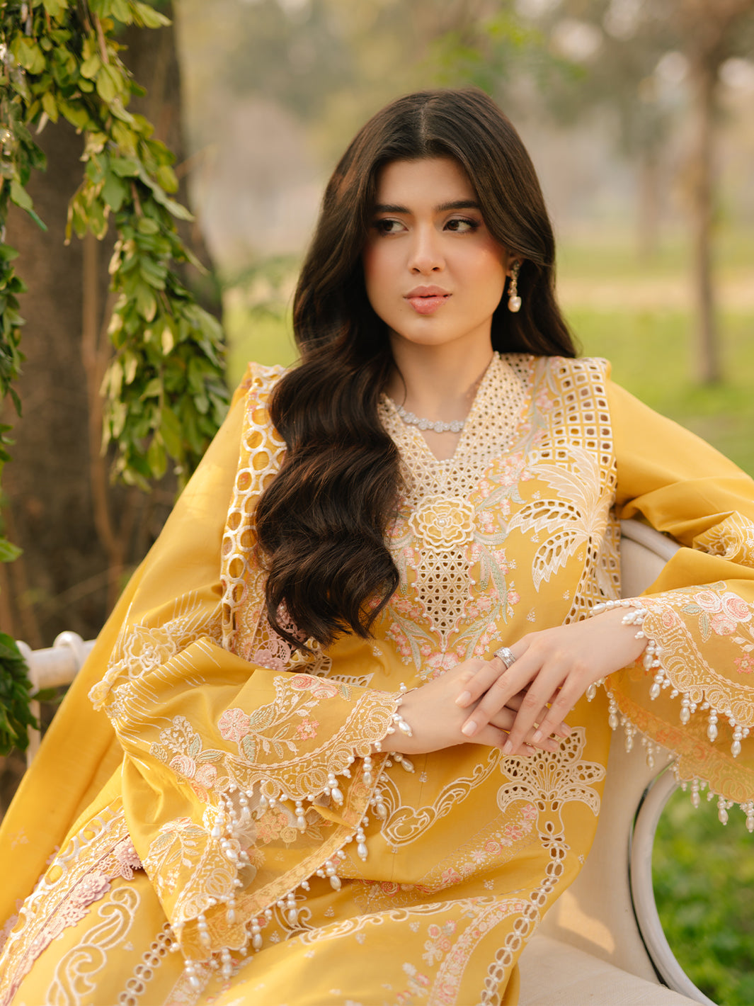 Bin Ilyas | Freesia Embroidered Lawn 25 | 104 - A - Official Bin Ilyas - Agha Fabrics UK