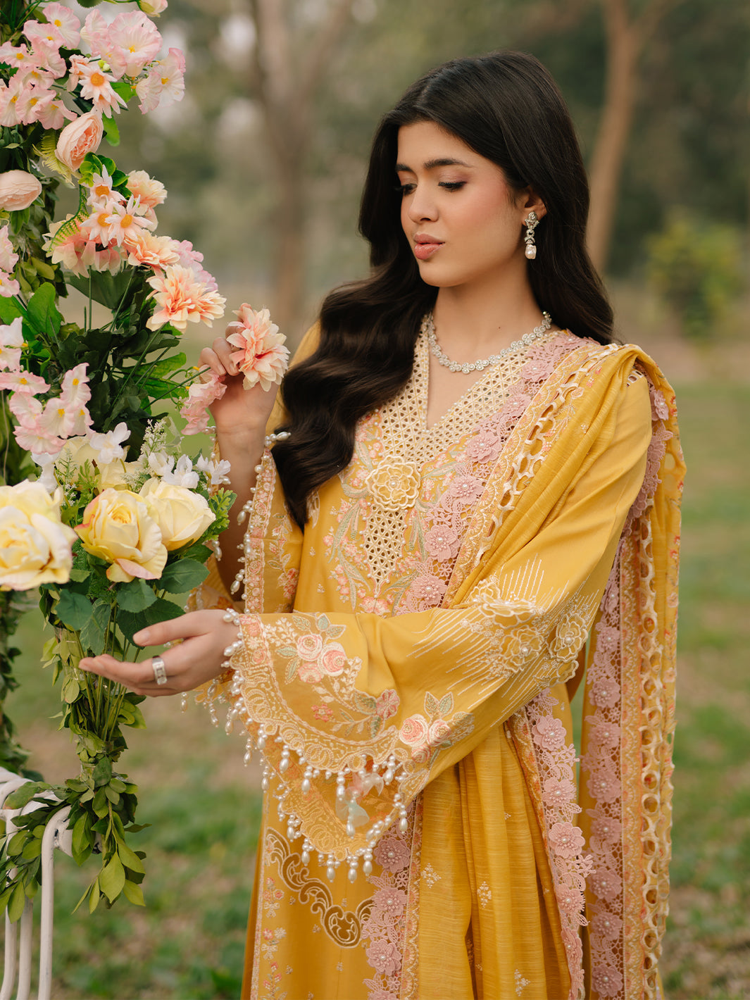 Bin Ilyas | Freesia Embroidered Lawn 25 | 104 - A - Official Bin Ilyas - Agha Fabrics UK