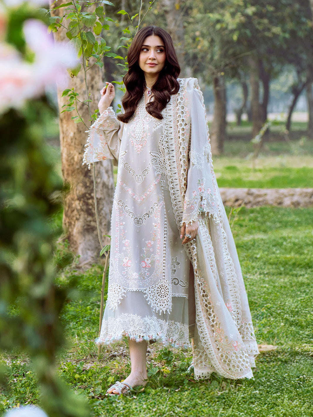 Bin Ilyas | Freesia Embroidered Lawn 25 | 104 - B - Official Bin Ilyas - Agha Fabrics UK