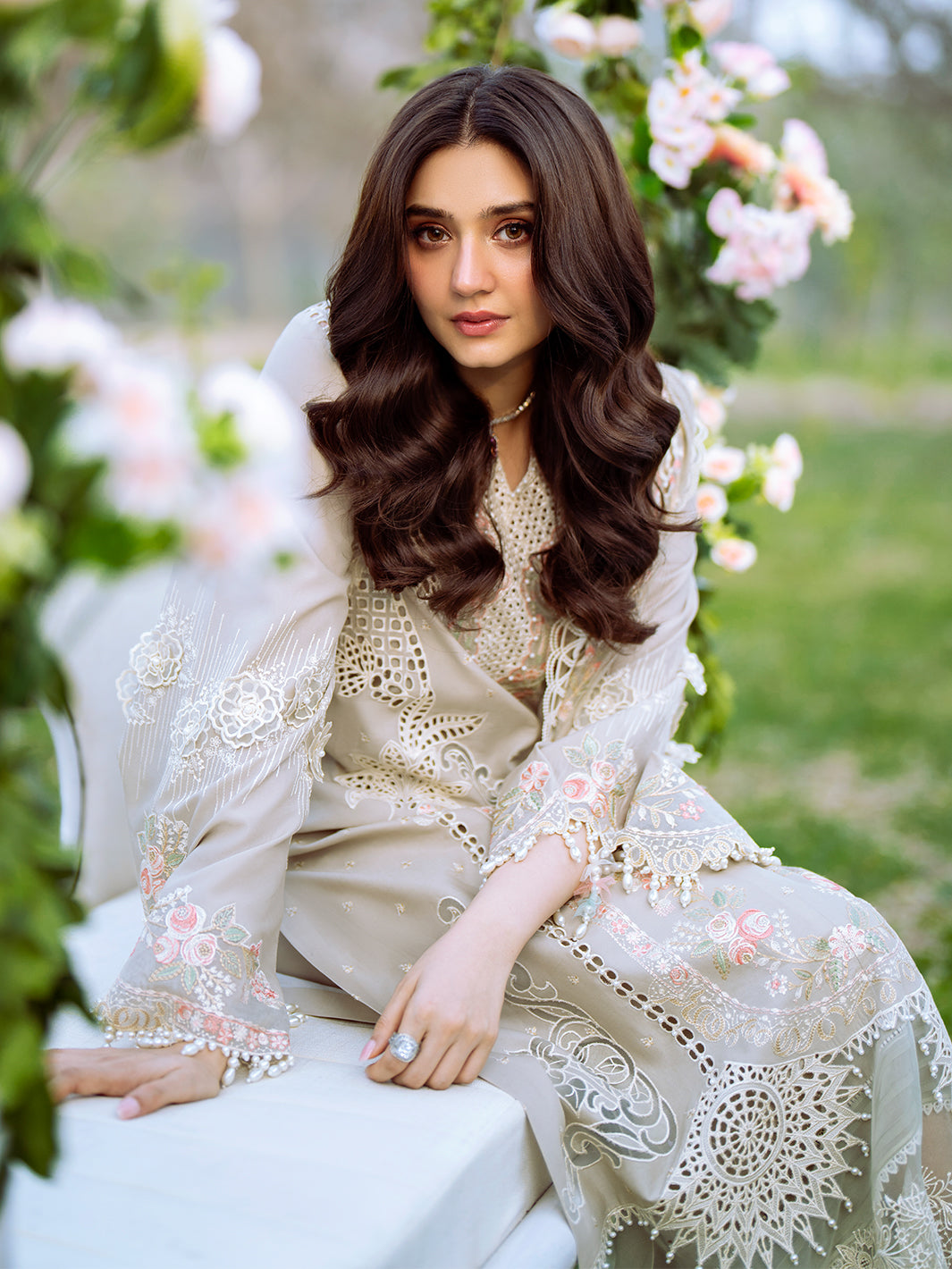 Bin Ilyas | Freesia Embroidered Lawn 25 | 104 - B - Official Bin Ilyas - Agha Fabrics UK