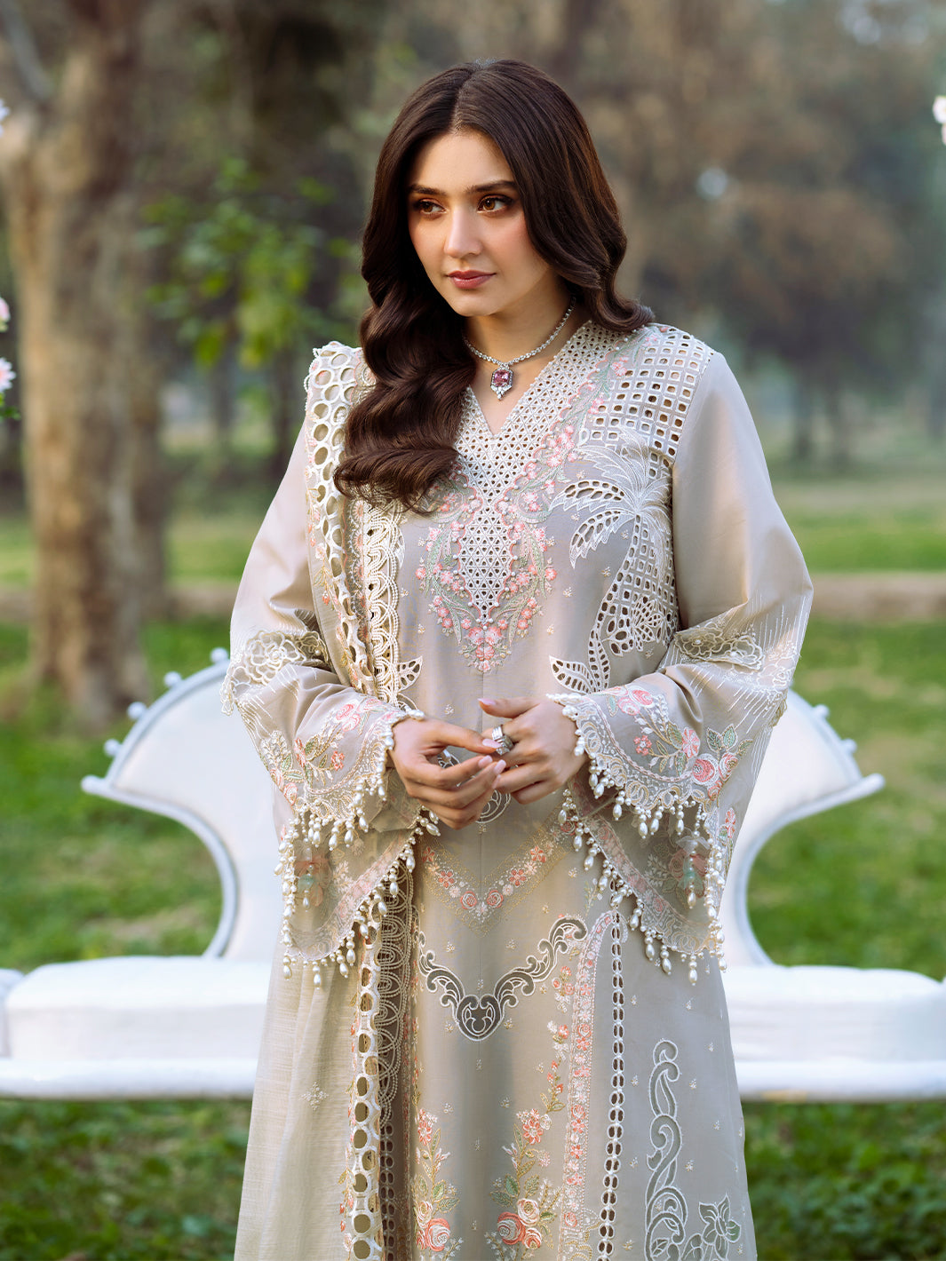 Bin Ilyas | Freesia Embroidered Lawn 25 | 104 - B - Official Bin Ilyas - Agha Fabrics UK