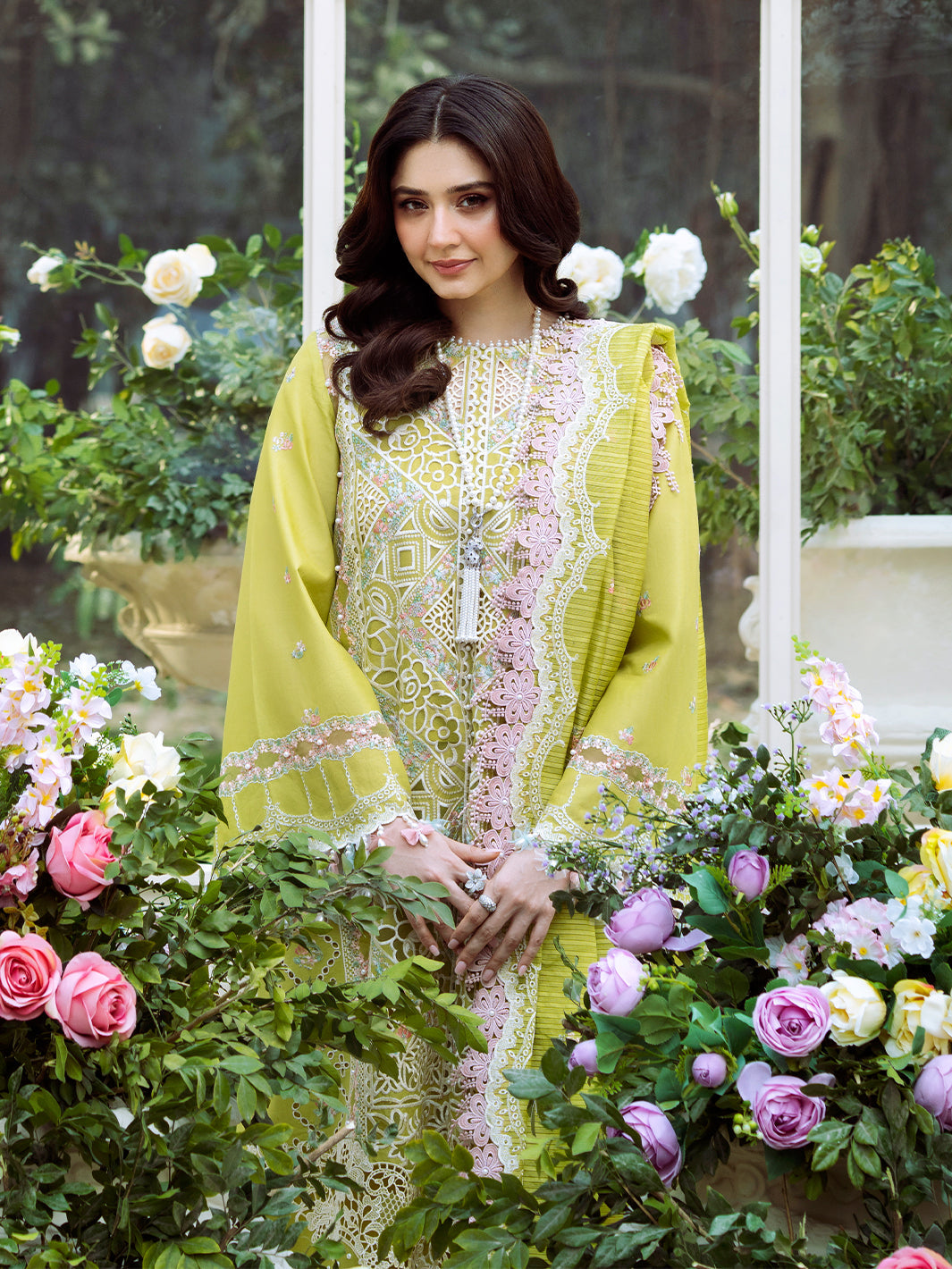 Bin Ilyas | Freesia Embroidered Lawn 25 | 105 - A - Official Bin Ilyas - Agha Fabrics UK