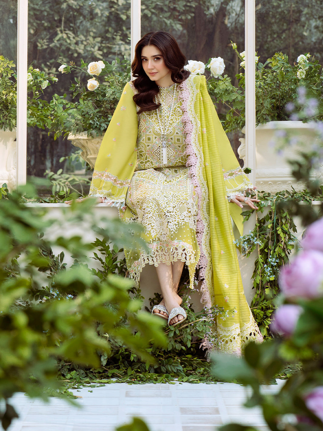 Bin Ilyas | Freesia Embroidered Lawn 25 | 105 - A - Official Bin Ilyas - Agha Fabrics UK