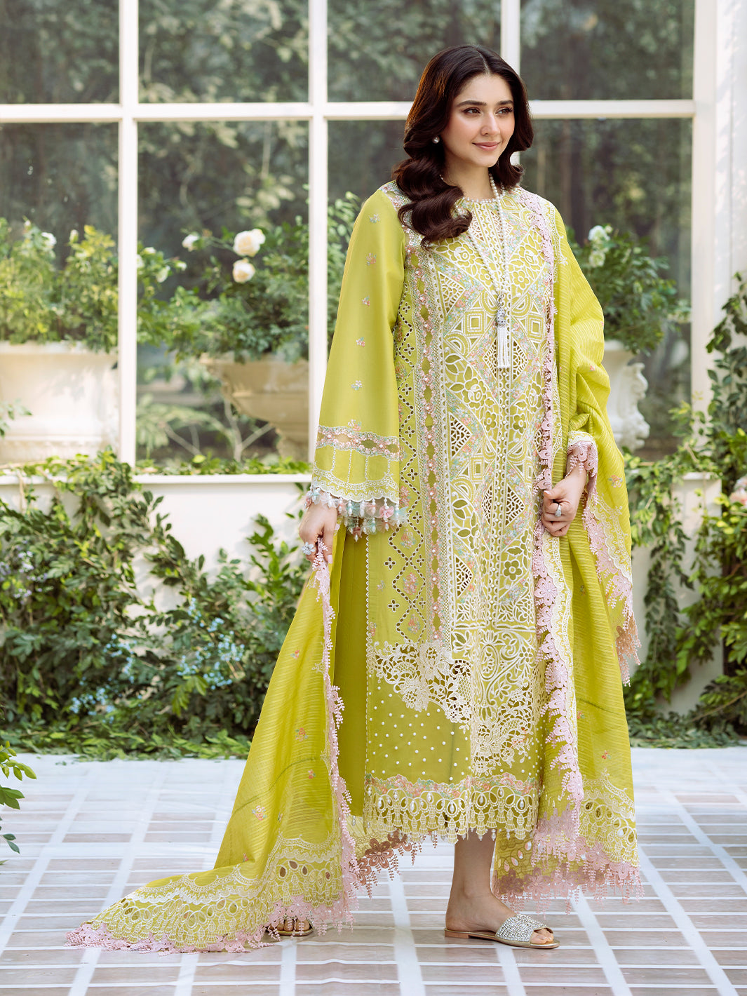 Bin Ilyas | Freesia Embroidered Lawn 25 | 105 - A - Official Bin Ilyas - Agha Fabrics UK