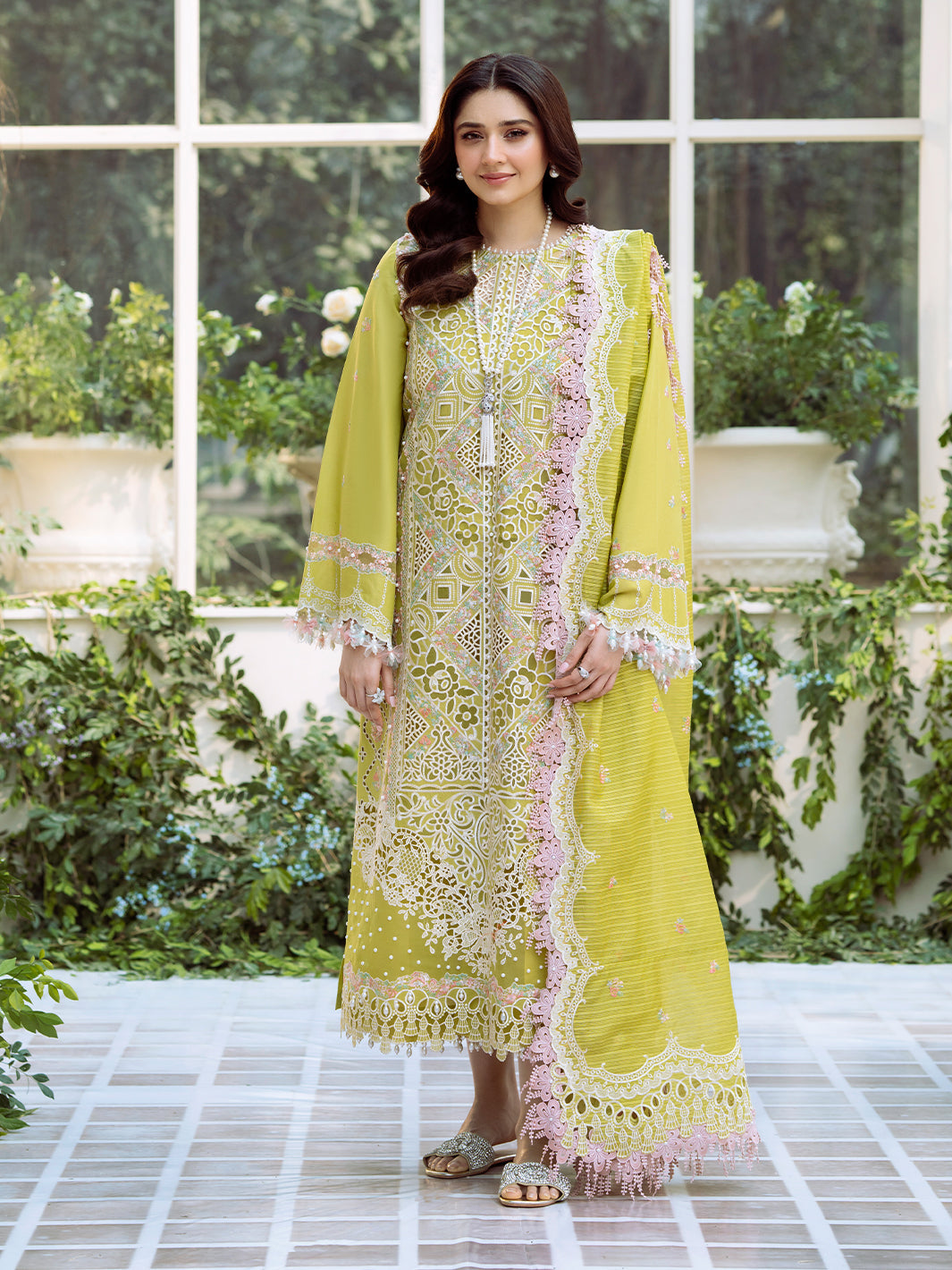 Bin Ilyas | Freesia Embroidered Lawn 25 | 105 - A - Official Bin Ilyas - Agha Fabrics UK