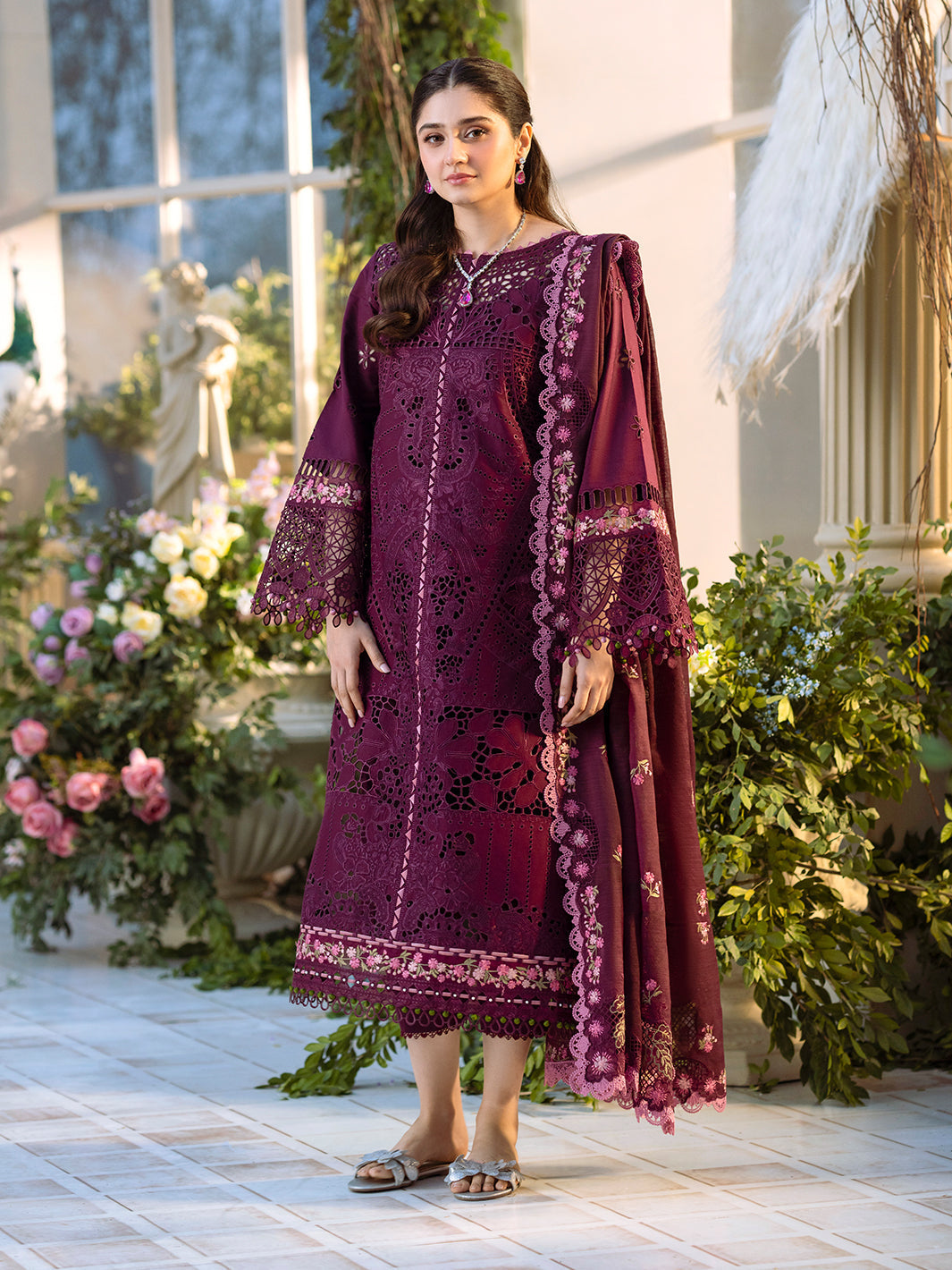 Bin Ilyas | Freesia Embroidered Lawn 25 | 106 - A - Official Bin Ilyas - Agha Fabrics UK