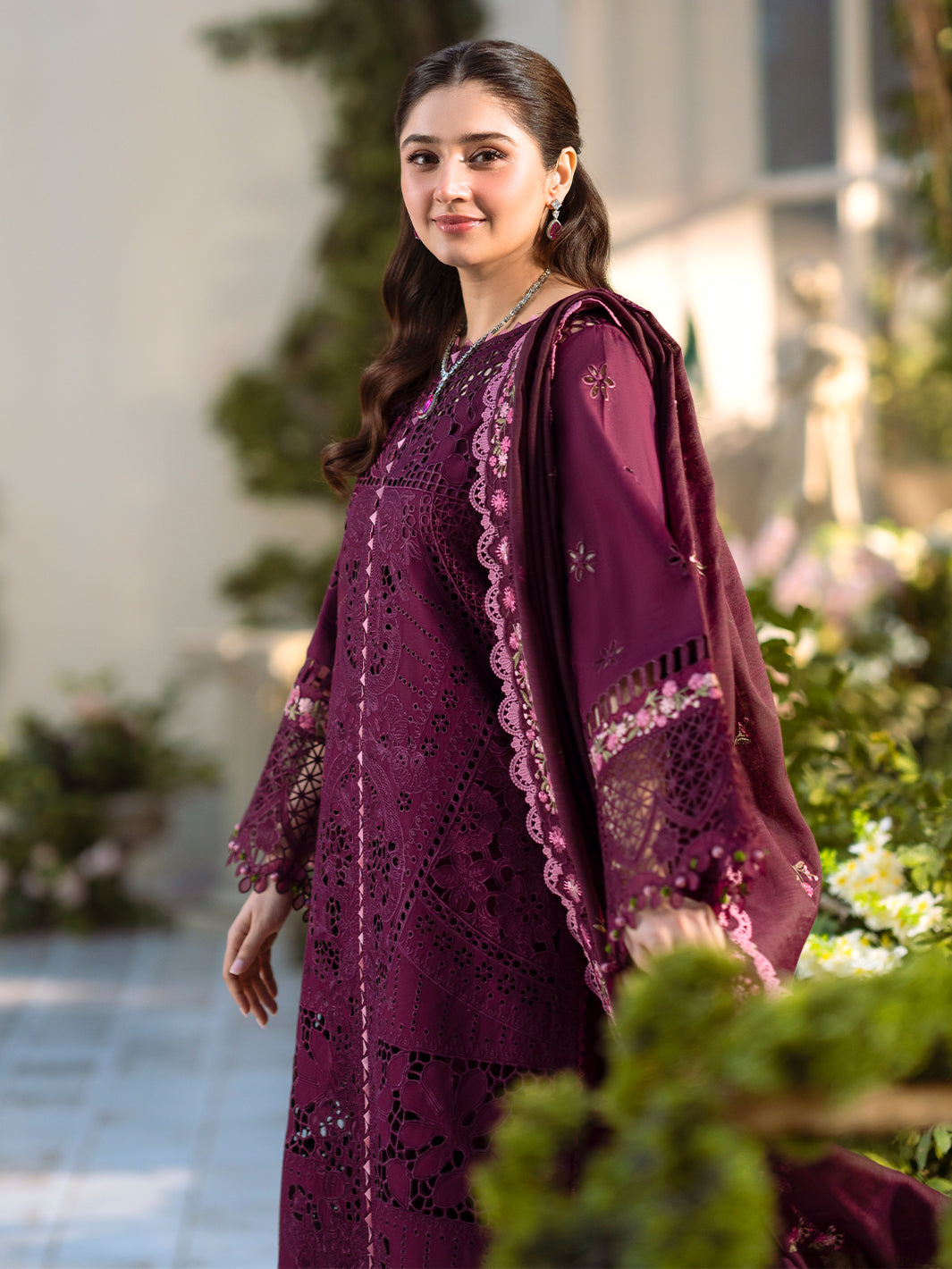 Bin Ilyas | Freesia Embroidered Lawn 25 | 106 - A - Official Bin Ilyas - Agha Fabrics UK