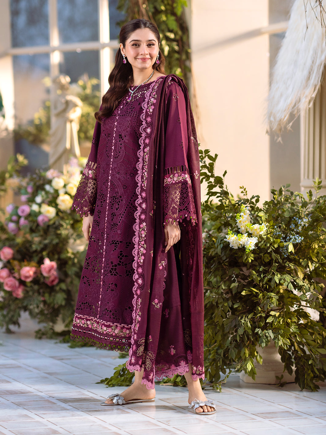 Bin Ilyas | Freesia Embroidered Lawn 25 | 106 - A - Official Bin Ilyas - Agha Fabrics UK