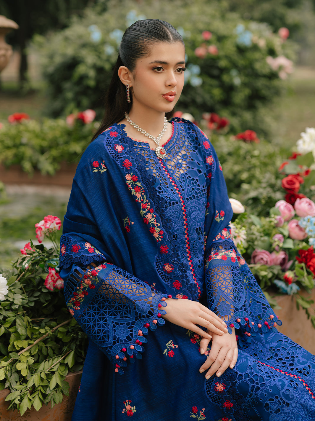 Bin Ilyas | Freesia Embroidered Lawn 25 | 106 - B - Official Bin Ilyas - Agha Fabrics UK