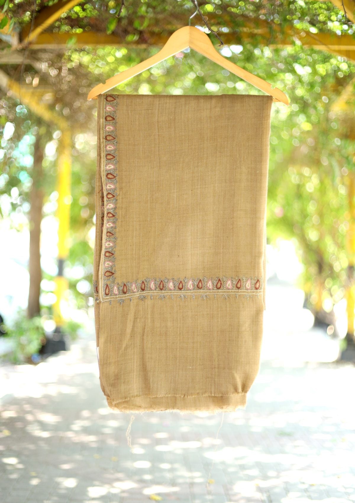 Ari Work Wool Shawl D - 108 - Brown - Official Shawls Niche - Agha Fabrics UK