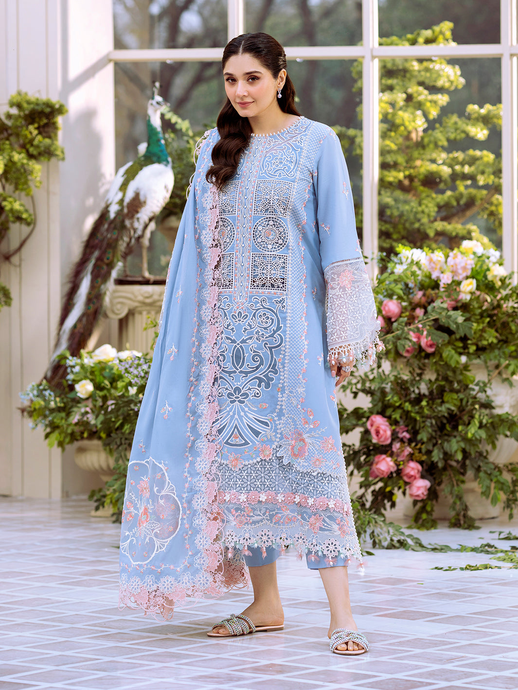Bin Ilyas | Freesia Embroidered Lawn 25 | 107 - A - Official Bin Ilyas - Agha Fabrics UK