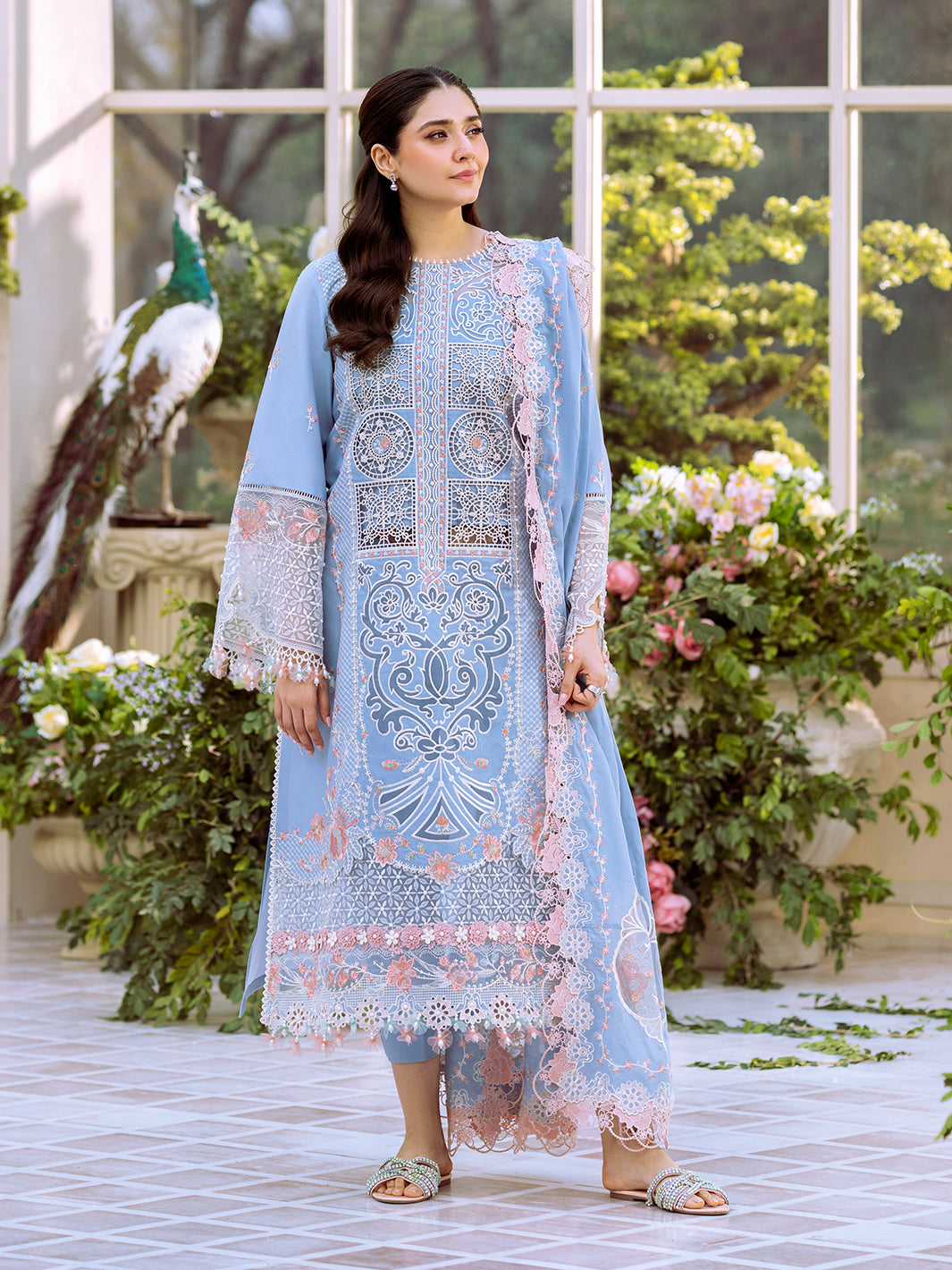 Bin Ilyas | Freesia Embroidered Lawn 25 | 107 - A - Official Bin Ilyas - Agha Fabrics UK