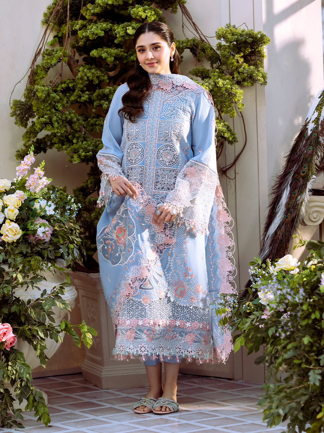 Bin Ilyas | Freesia Embroidered Lawn 25 | 107 - A - Official Bin Ilyas - Agha Fabrics UK