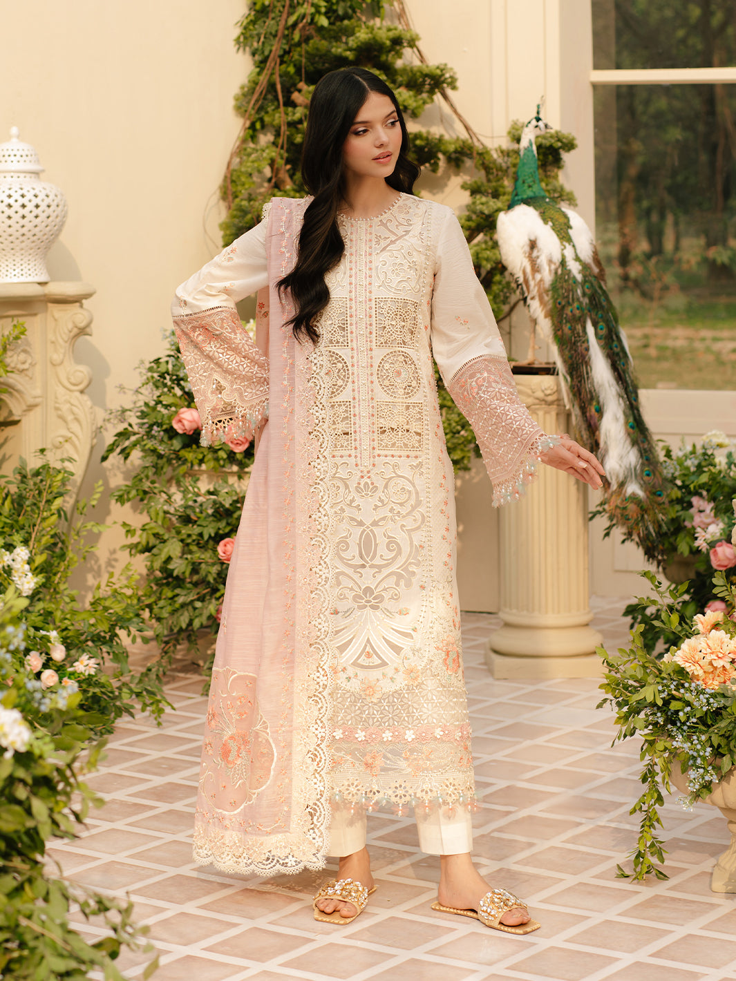 Bin Ilyas | Freesia Embroidered Lawn 25 | 107 - B - Official Bin Ilyas - Agha Fabrics UK