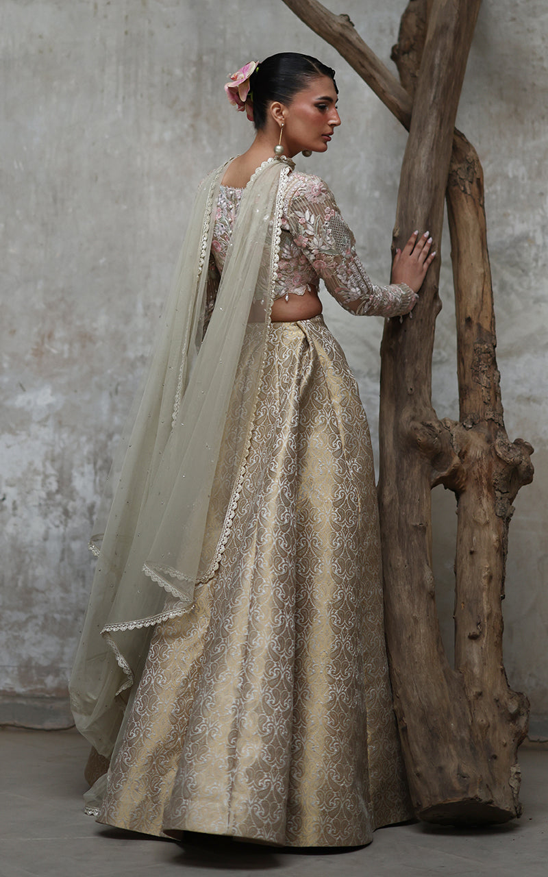 Threads and Motifs | Formal Dresses 25 | Organza Embroidered Blouse With Lehenga