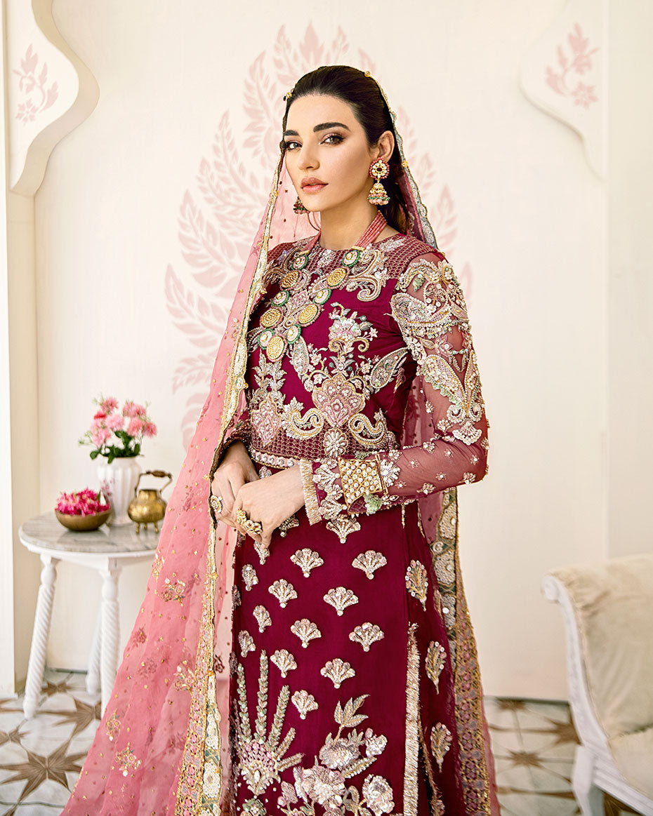 Gulaal | Wedding Formals | Pois Embroidered Net 3-Piece Suit WS-08 - Official Gulaal - Agha Fabrics UK