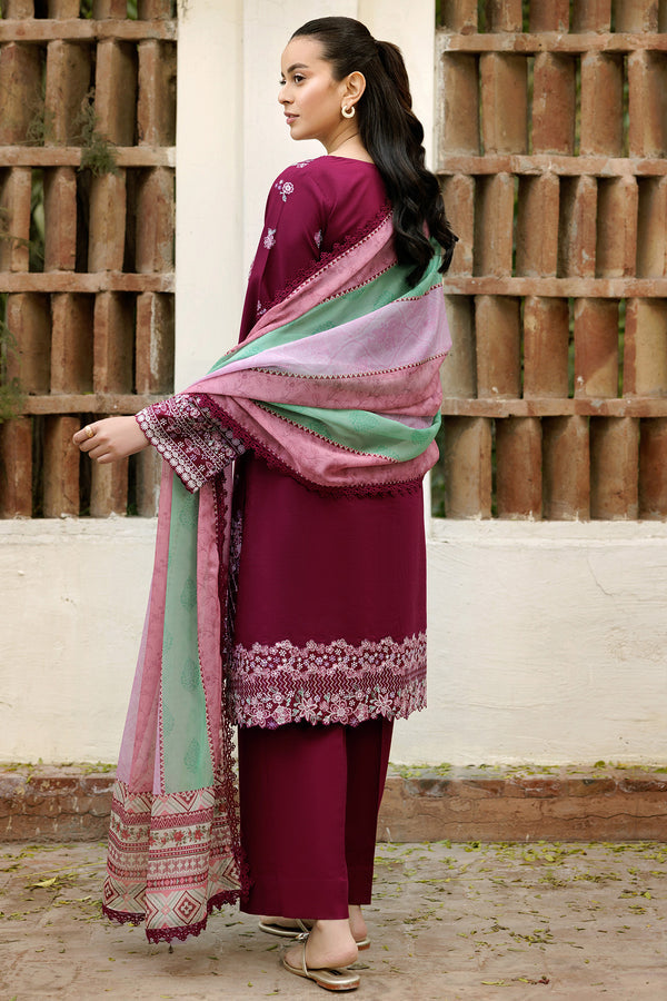 Farasha | Summer Weaves Embroidered Lawn | Satin Ruby