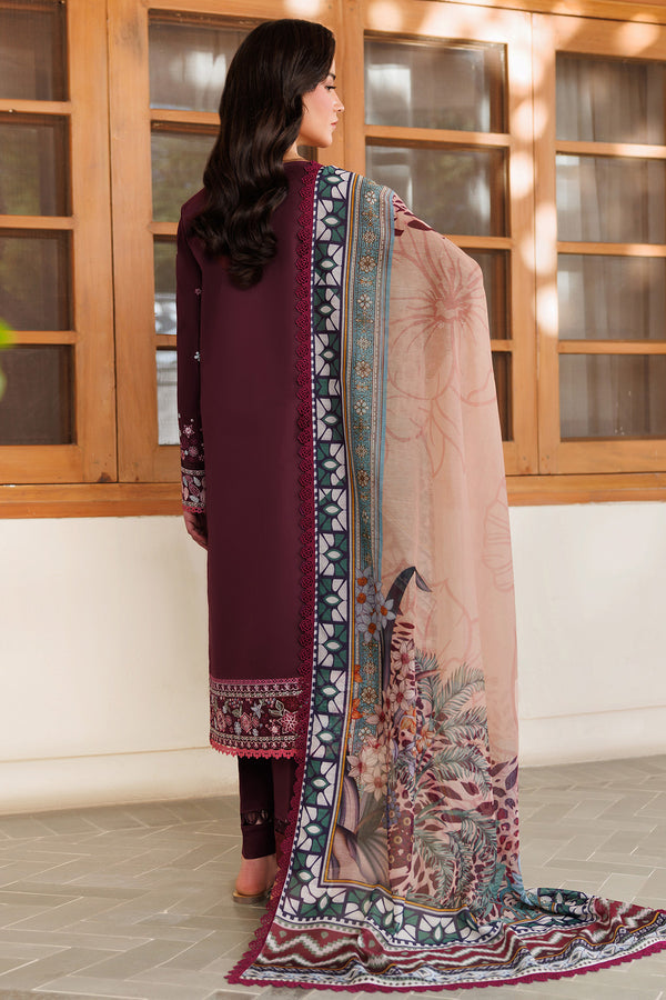 Farasha | Summer Weaves Embroidered Lawn | Burgandy Rush