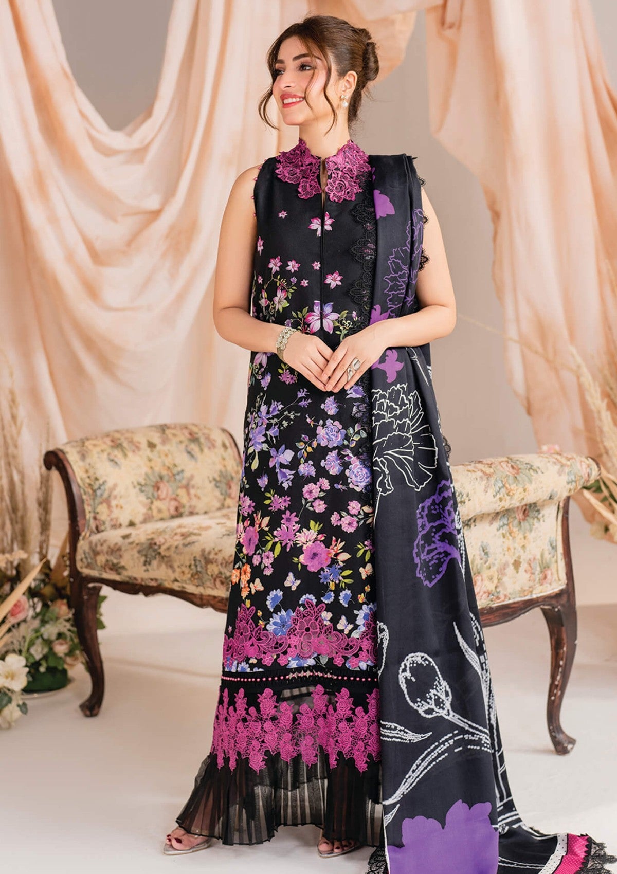 Winter Collection - Asifa & Nabeel - Meraki - Volume 01 - AM24#10 - Nocturne - Official Asifa & Nabeel - Agha Fabrics UK