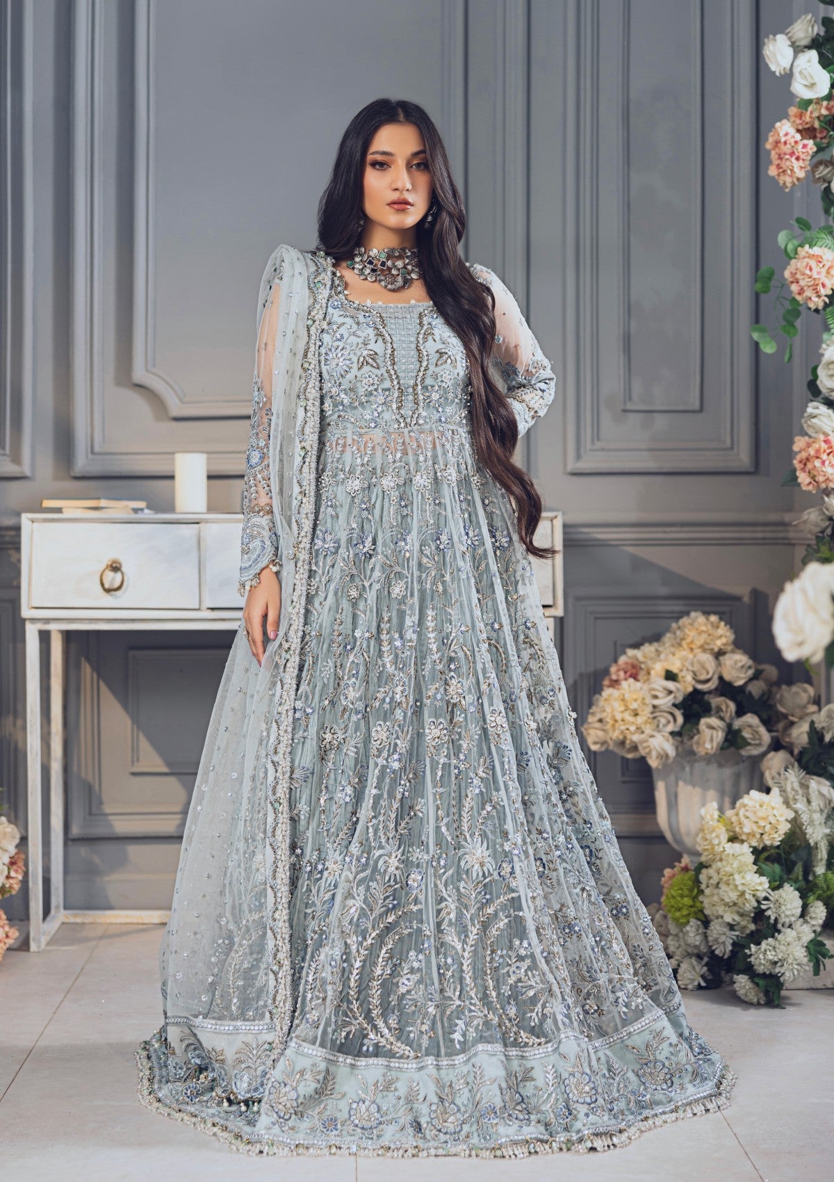Formal Collection - Rubaaiyat - Wedding Edit 24 - Sky Blue - Official Rubaaiyat - Agha Fabrics UK
