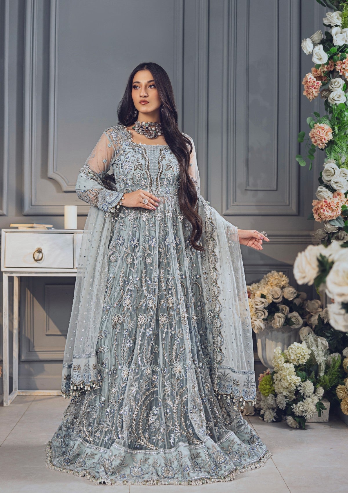 Formal Collection - Rubaaiyat - Wedding Edit 24 - Sky Blue - Official Rubaaiyat - Agha Fabrics UK