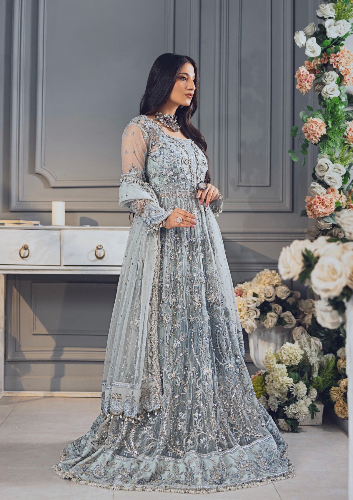 Formal Collection - Rubaaiyat - Wedding Edit 24 - Sky Blue - Official Rubaaiyat - Agha Fabrics UK