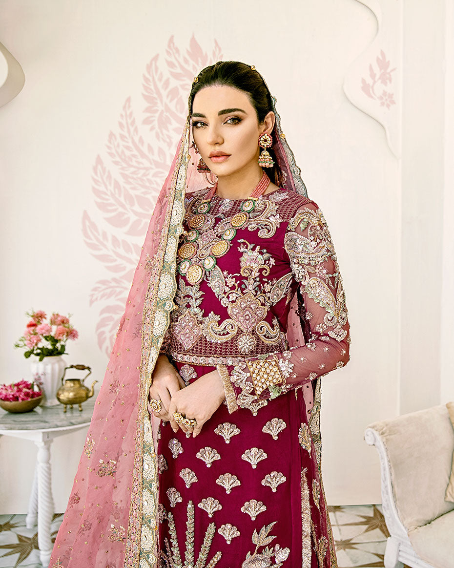 Gulaal | Wedding Formals | Pois Embroidered Net 3-Piece Suit WS-08 - Official Gulaal - Agha Fabrics UK