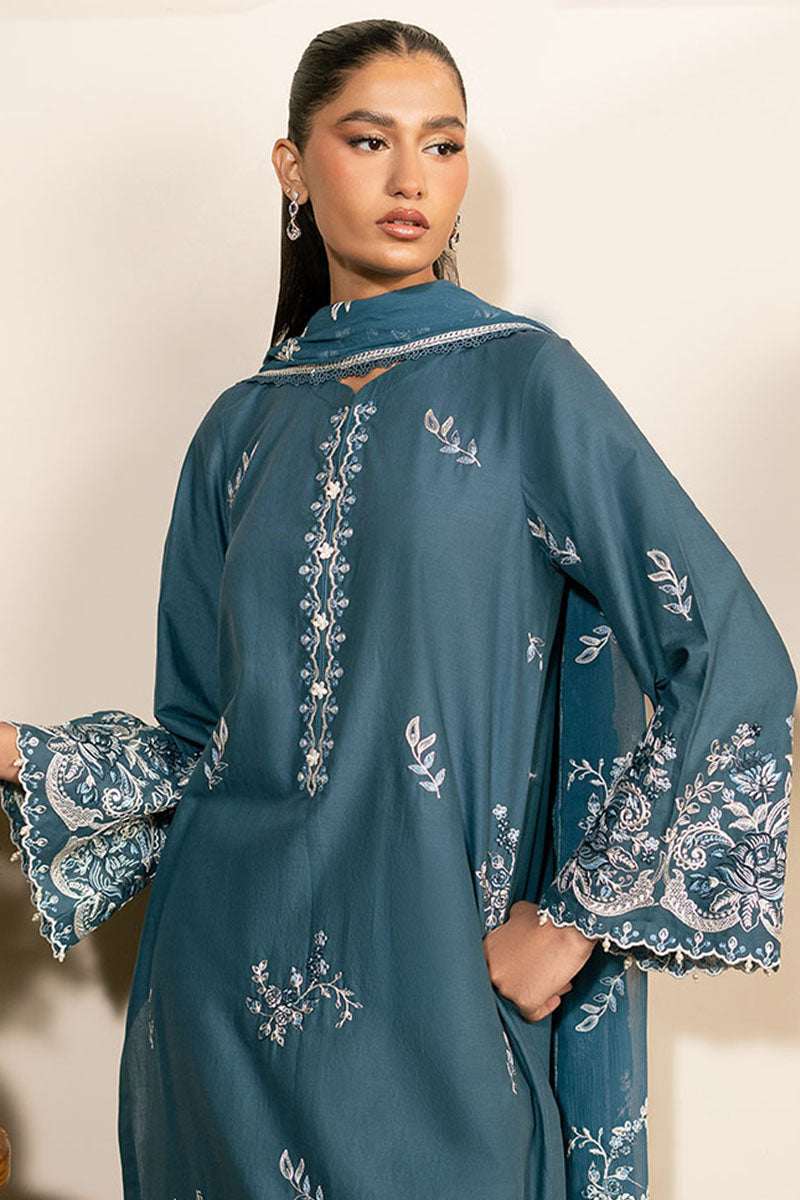 Cross Stitch | Mahiri Lawn 25 | TEAL SERENITY - Official Cross Stitch - Agha Fabrics UK