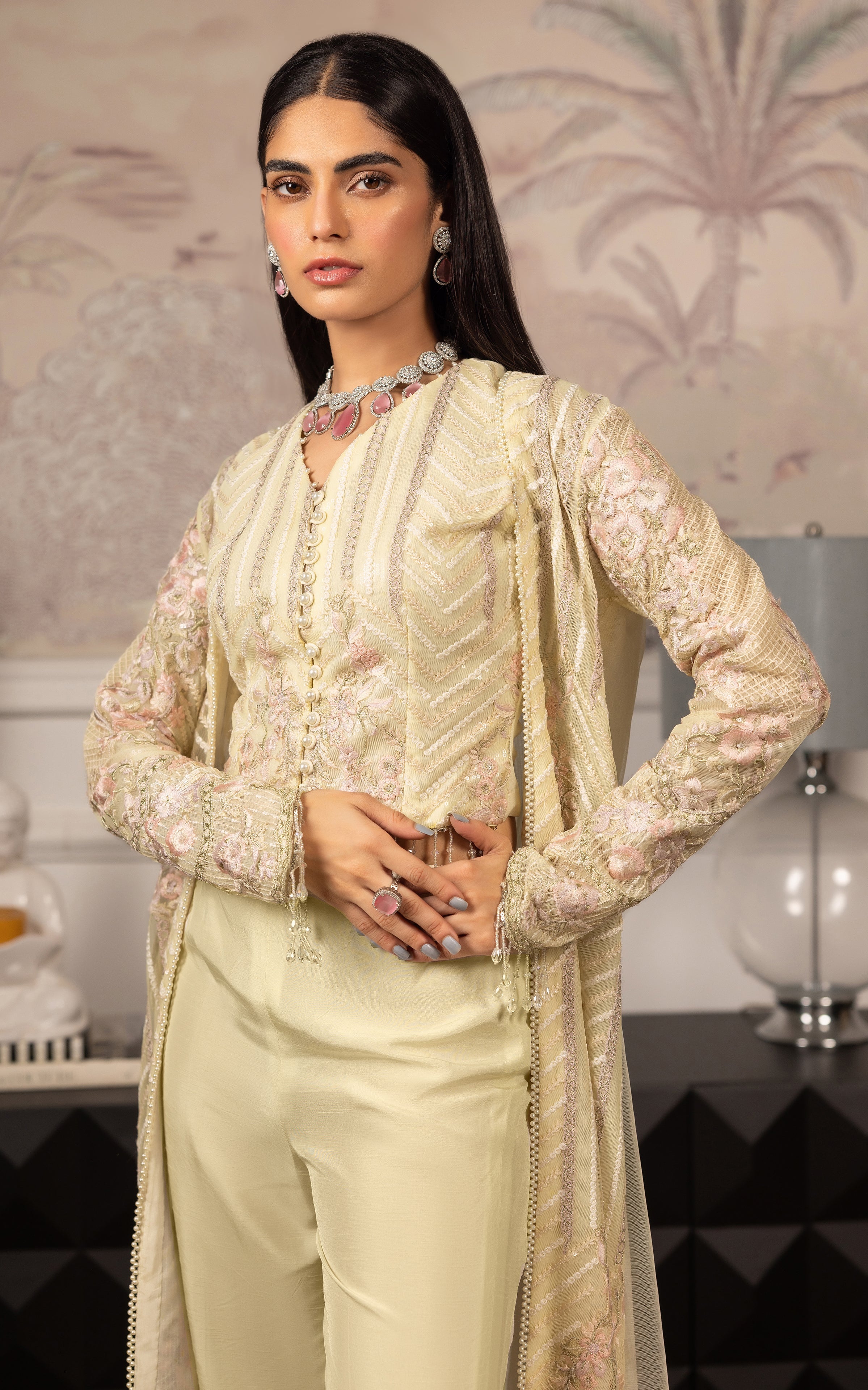 Threads and Motifs | Formal Dresses 25 | Net Embroidered Jacket With Embroidered Blouse