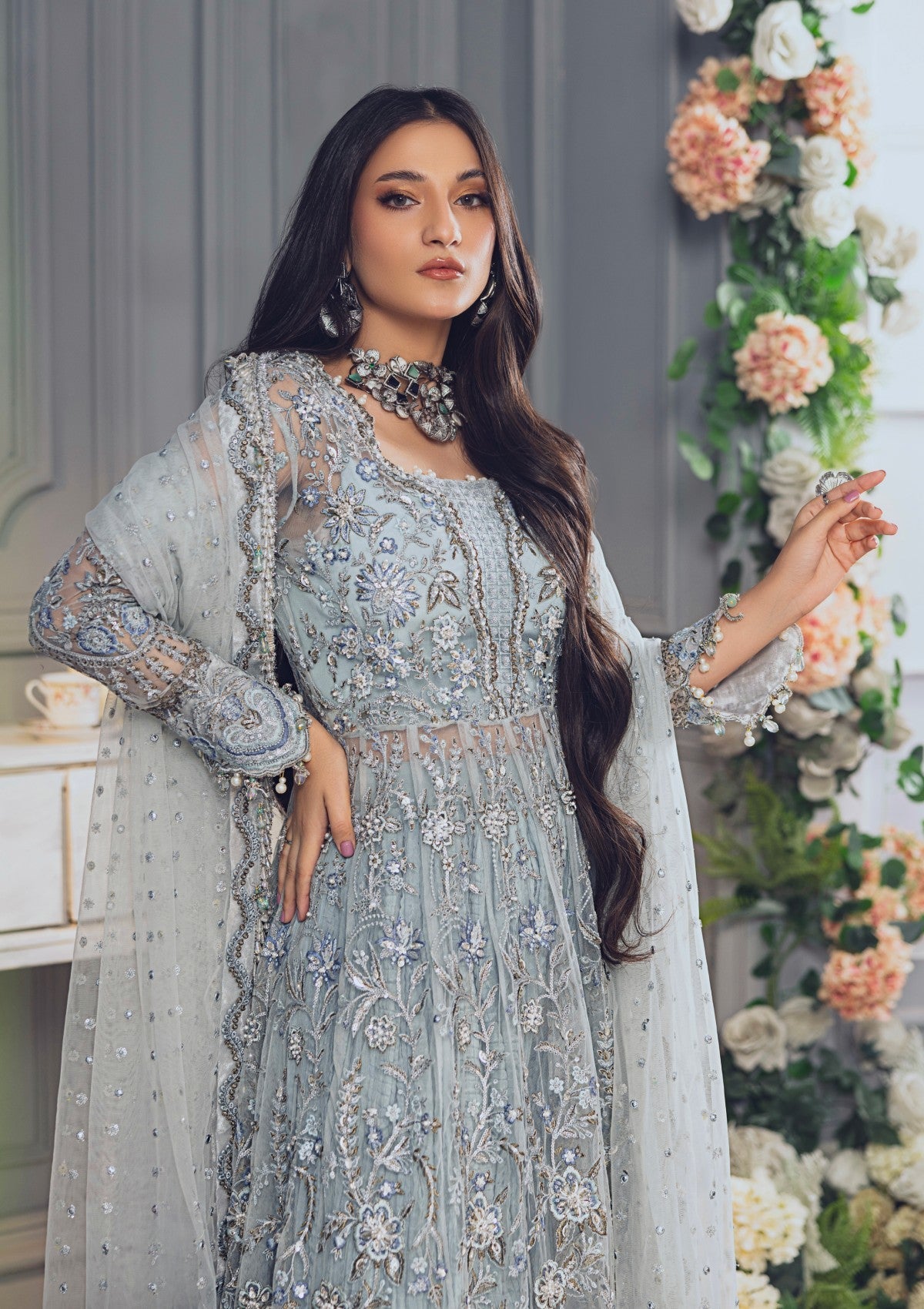 Formal Collection - Rubaaiyat - Wedding Edit 24 - Sky Blue - Official Rubaaiyat - Agha Fabrics UK