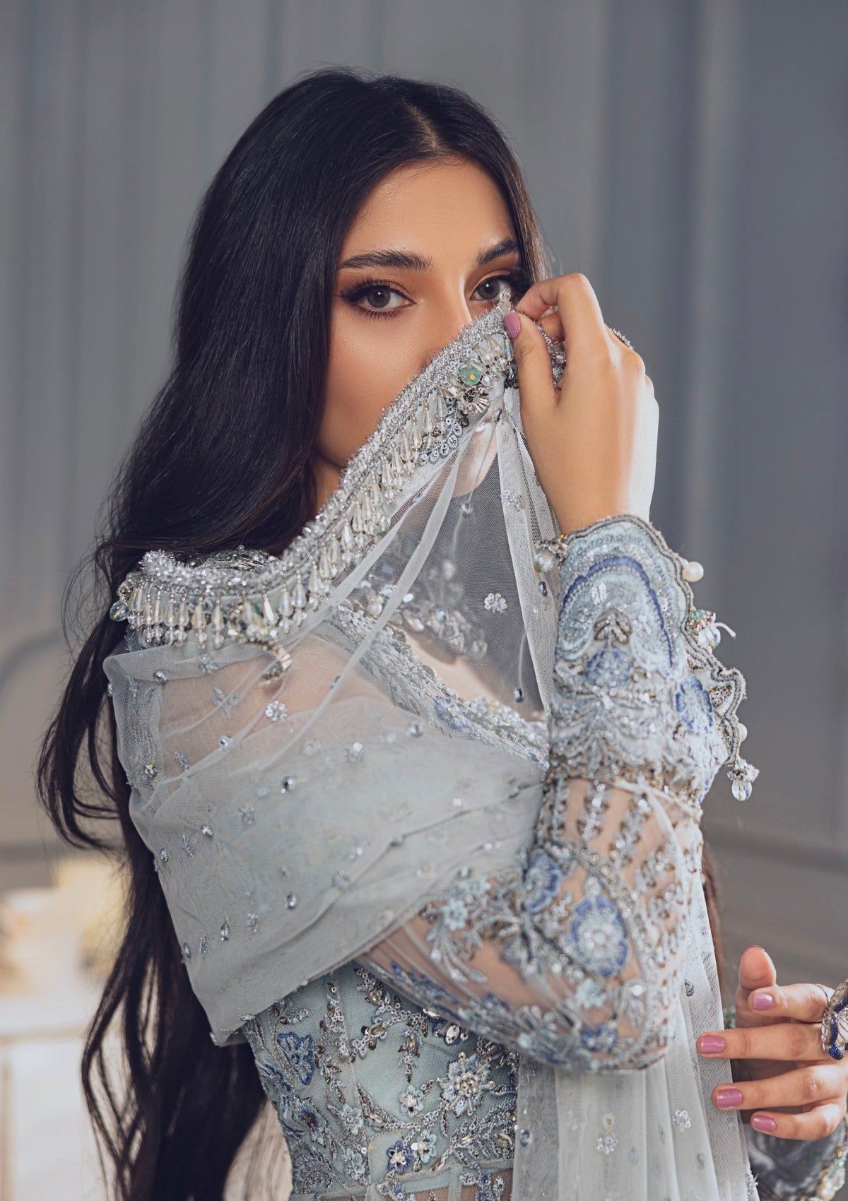 Formal Collection - Rubaaiyat - Wedding Edit 24 - Sky Blue - Official Rubaaiyat - Agha Fabrics UK